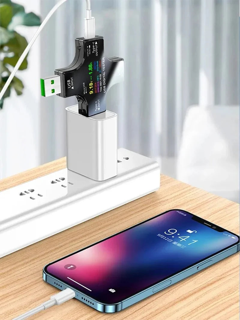 USB Tester Type-C PD Digital Capacity Meter 8A Voltage Current Monitor Power Bank Charger Detector with QC3.0 Fast Charging