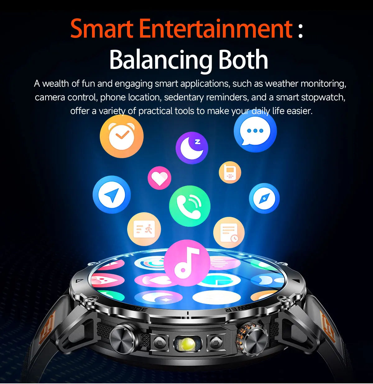 Външно Bluetooth обадно смарт часовник с LED фенер