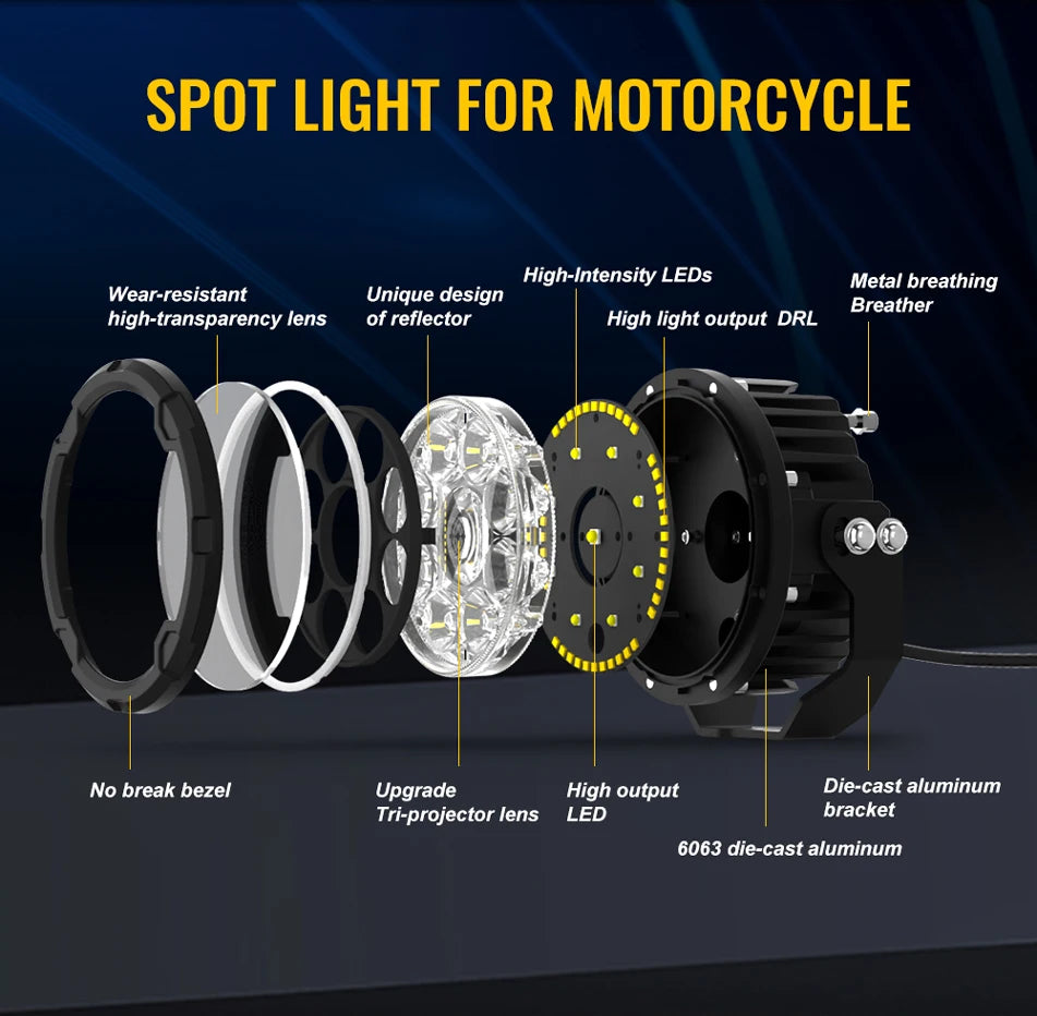 CO LIGHT Motorcycle LED Driving Work Lights 5inch DRL Spotlight Auxiliary Offroad Ditch Pod Lights for Moto off-road us 12V 24V