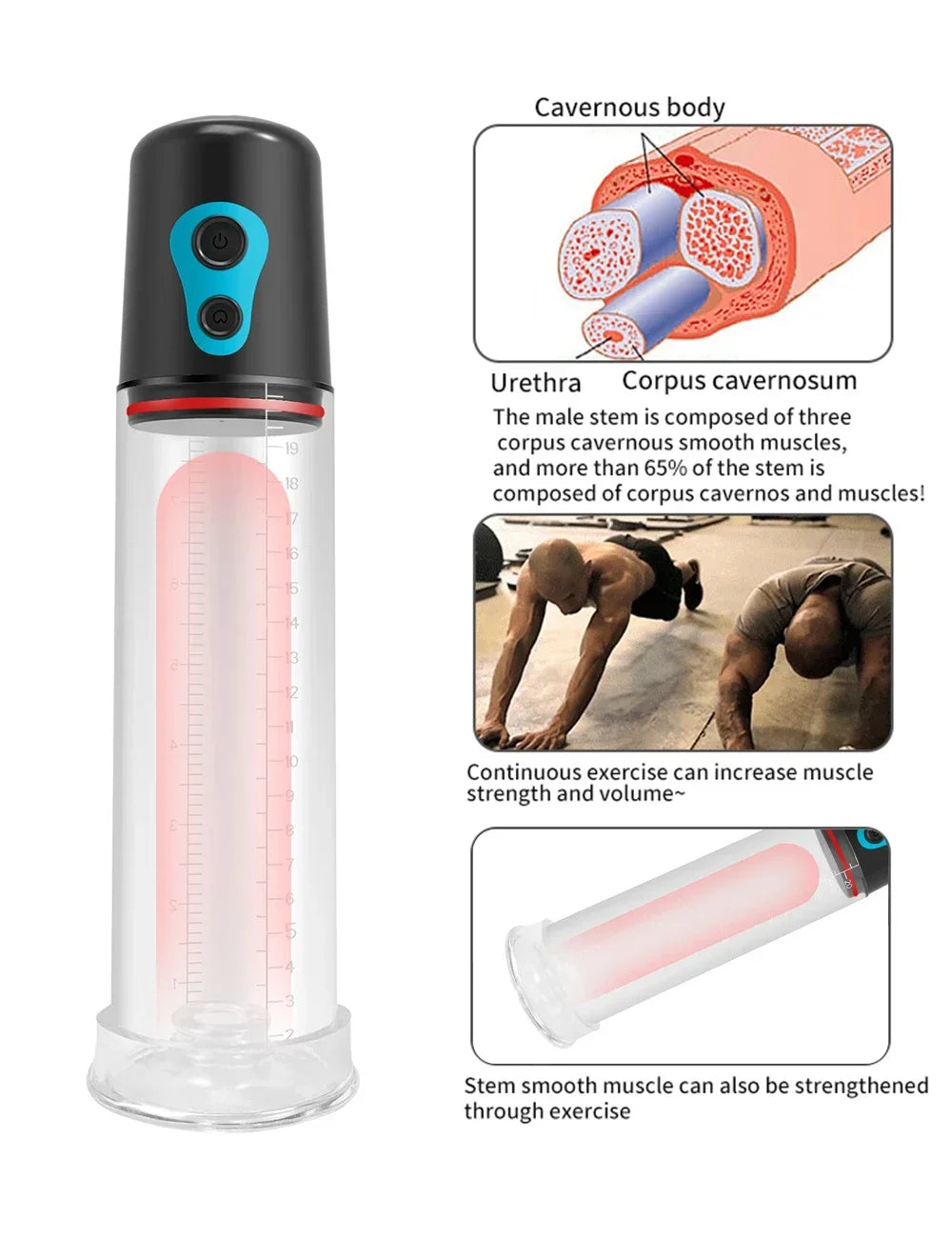 Elektrikli Penis Pompası Penis Büyütücü Vakum Pompası Erkekler için Seks Oyuncakları Penil Büyütücü Antrenör Yetişkin Erkek Mastürbatörü Penis Büyütme