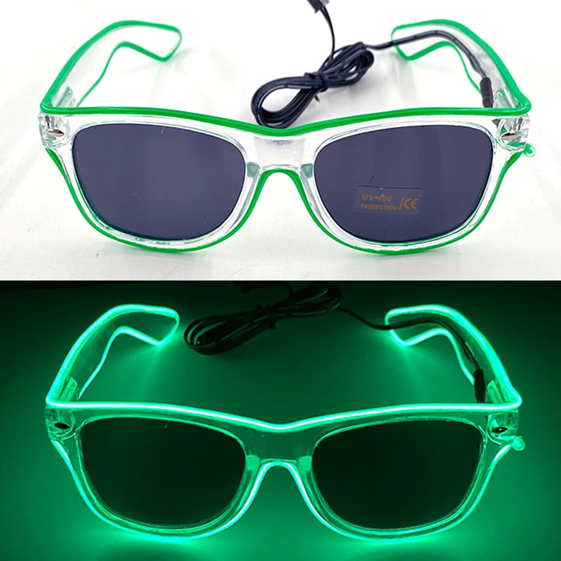 1PC Light Up LED Glasses Glow Sunglasses EL Wire Neon Glasses Glow in The Dark Party Supplies Neon Party Favors for Kids Adults