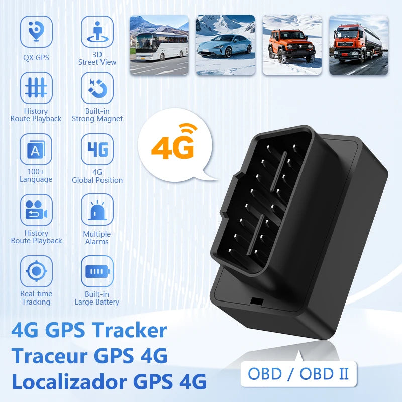 Mini OBD GPS Tracker 16PIN OBD II Plug Play Car Truck Vehicle OBD2 Tracking Device GPS with Free Location APP