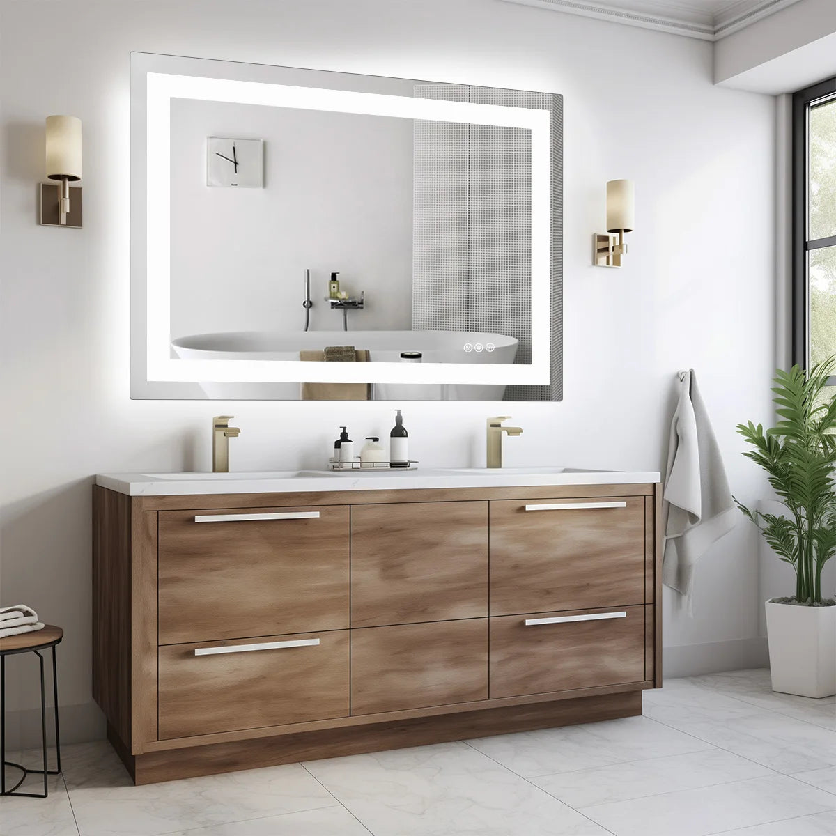36x24 LED Bathroom Vanity Mirror with Anti-Fog & Adjustable Lighting