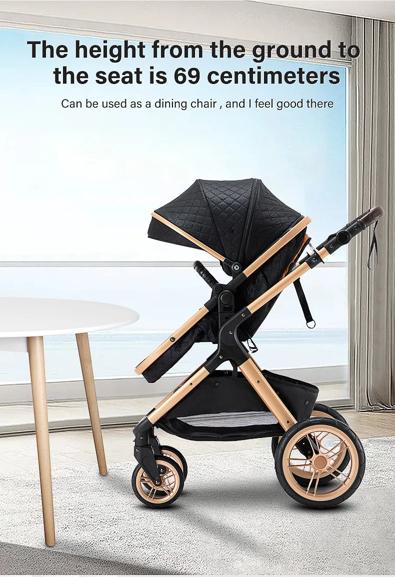 3 in 1 Luxury Baby Stroller High-Landscape Travel Pram