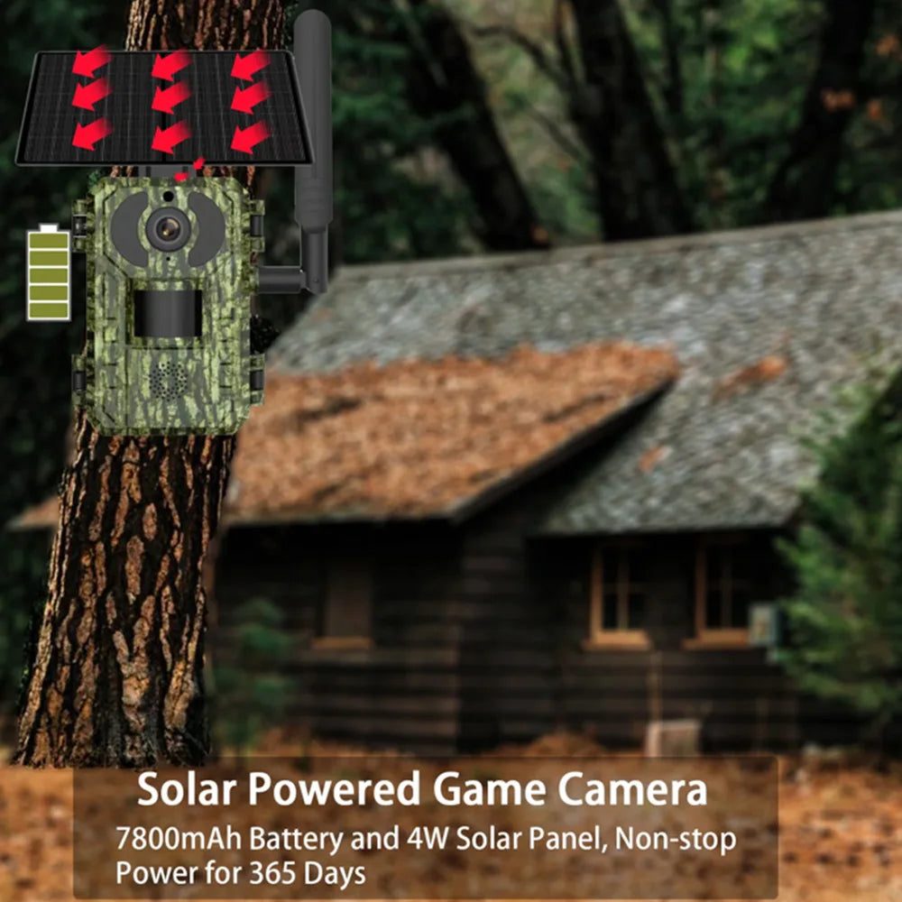 4G Cellular 2K Solar PIR Motion Activated Trail Camera IP66 Night Vision