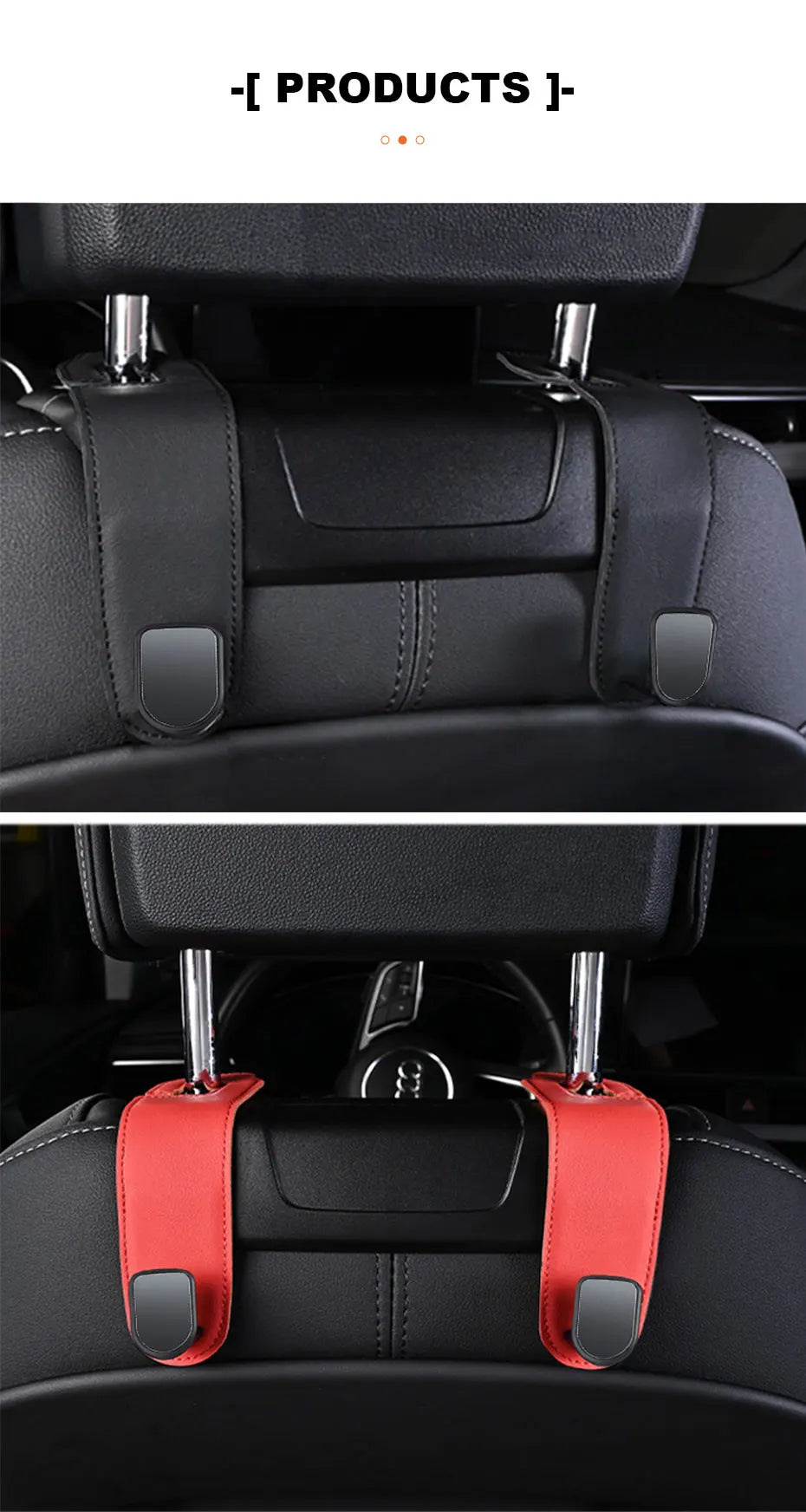 SEAMETAL Hidden Car Back Seat Hook Headrest Suede Leather Soft Hanging Hook 20kg Load-Bearing Wear-Resistant Rear Row Hanger