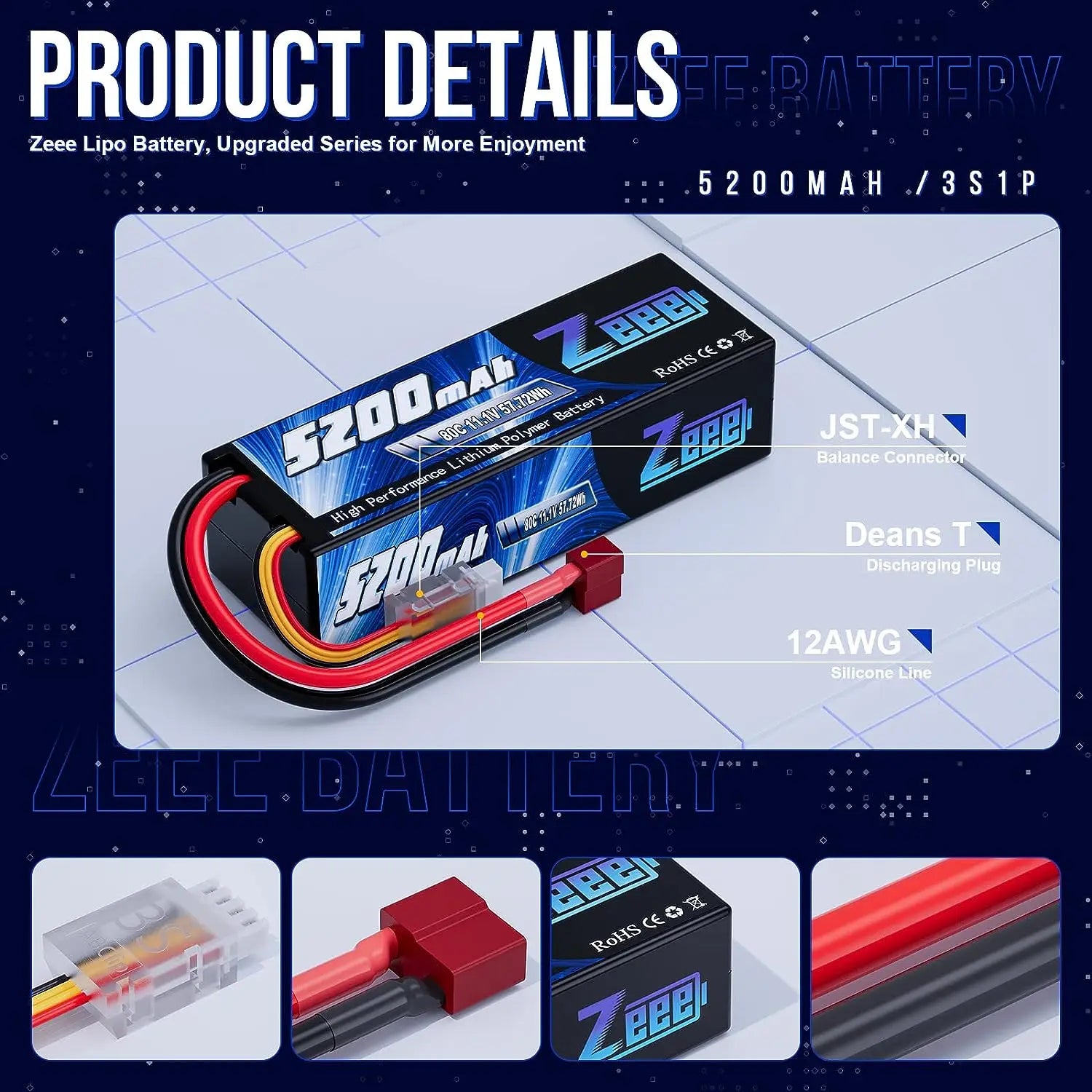 High‑Output 3S 5200mAh LiPo Battery Hardcase for RC Models