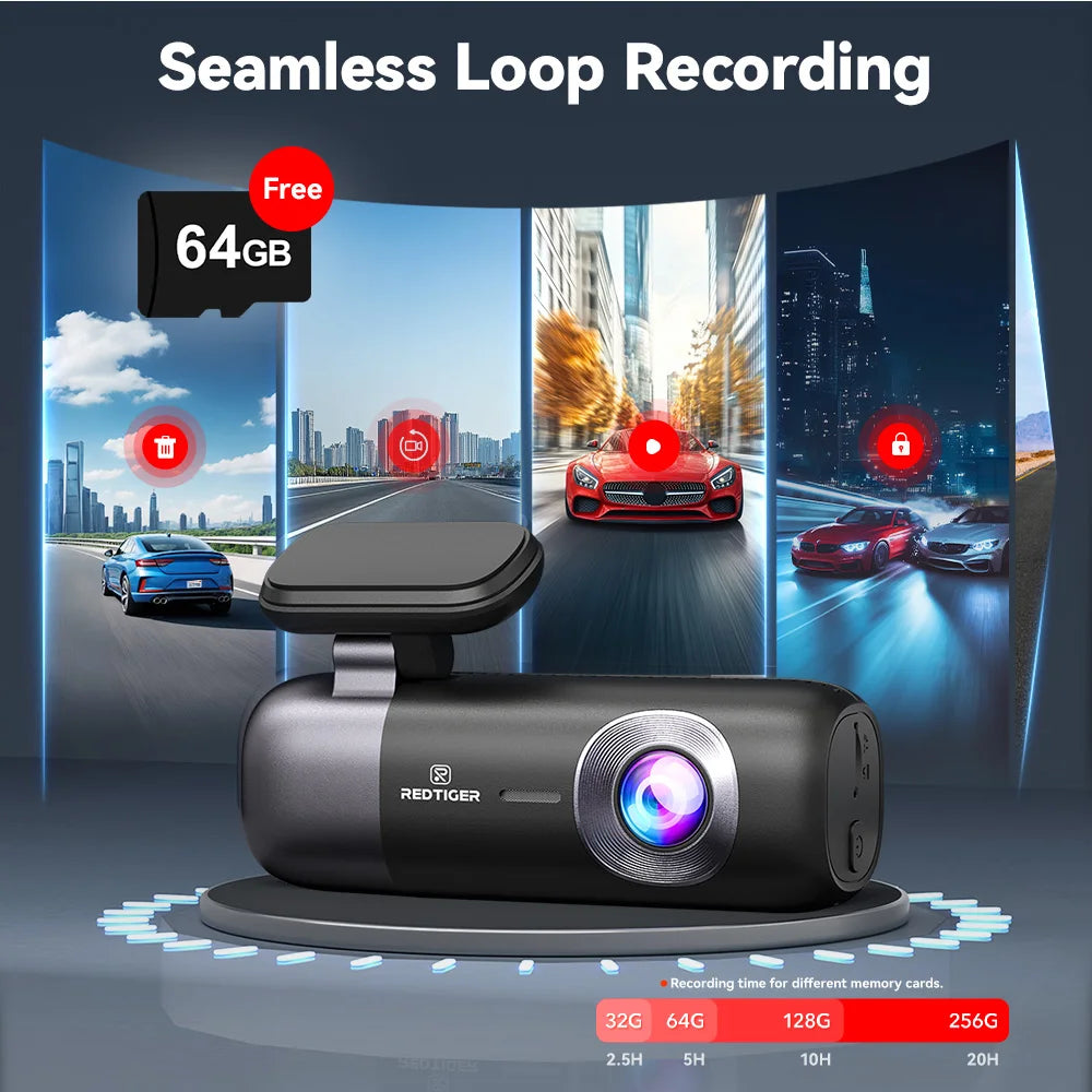 REDTIGER F9 4K Dash Cam with WiFi, GPS and Parking Mode
