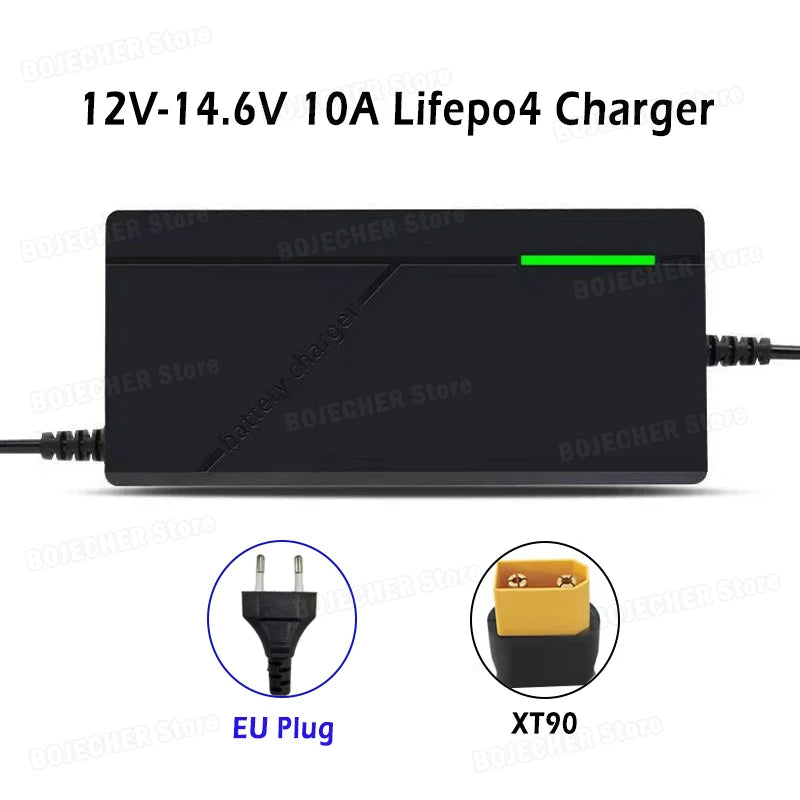 12V 10A Smart Lifepo4 Battery Charger AC110-240V 14.6V 4S 10A High Power Charger For 12.8V Lithium Iron phosphate Battery Pack