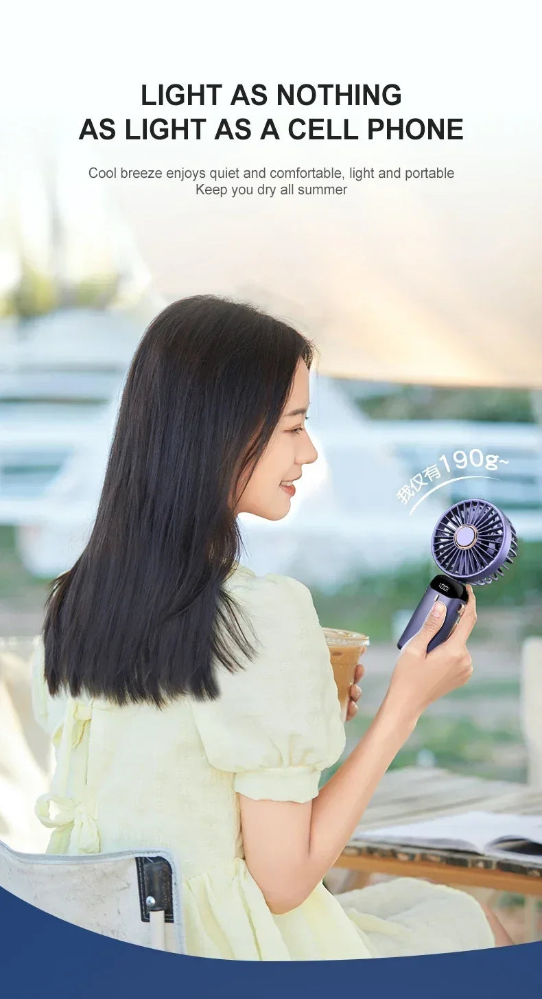Foldable 5-Speed Handheld Mini Fan with LED Display