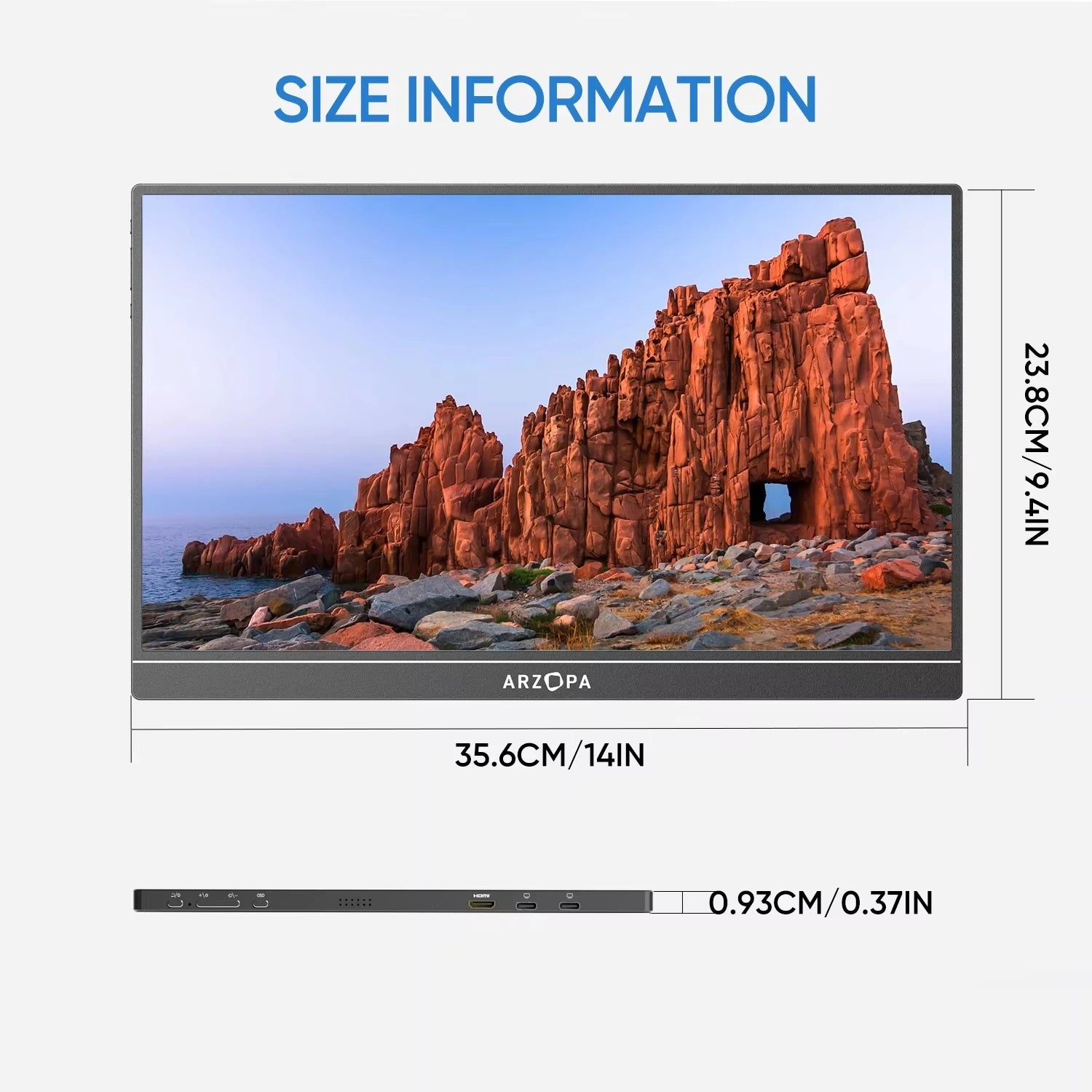 ARZOPA 16calowy 2K przenośny monitor 16:10 ekran IPS z mini HDMI typu C drugi wyświetlacz do MAC/laptopa/PC/Xbox/PS4/5/Switch,Z1RC