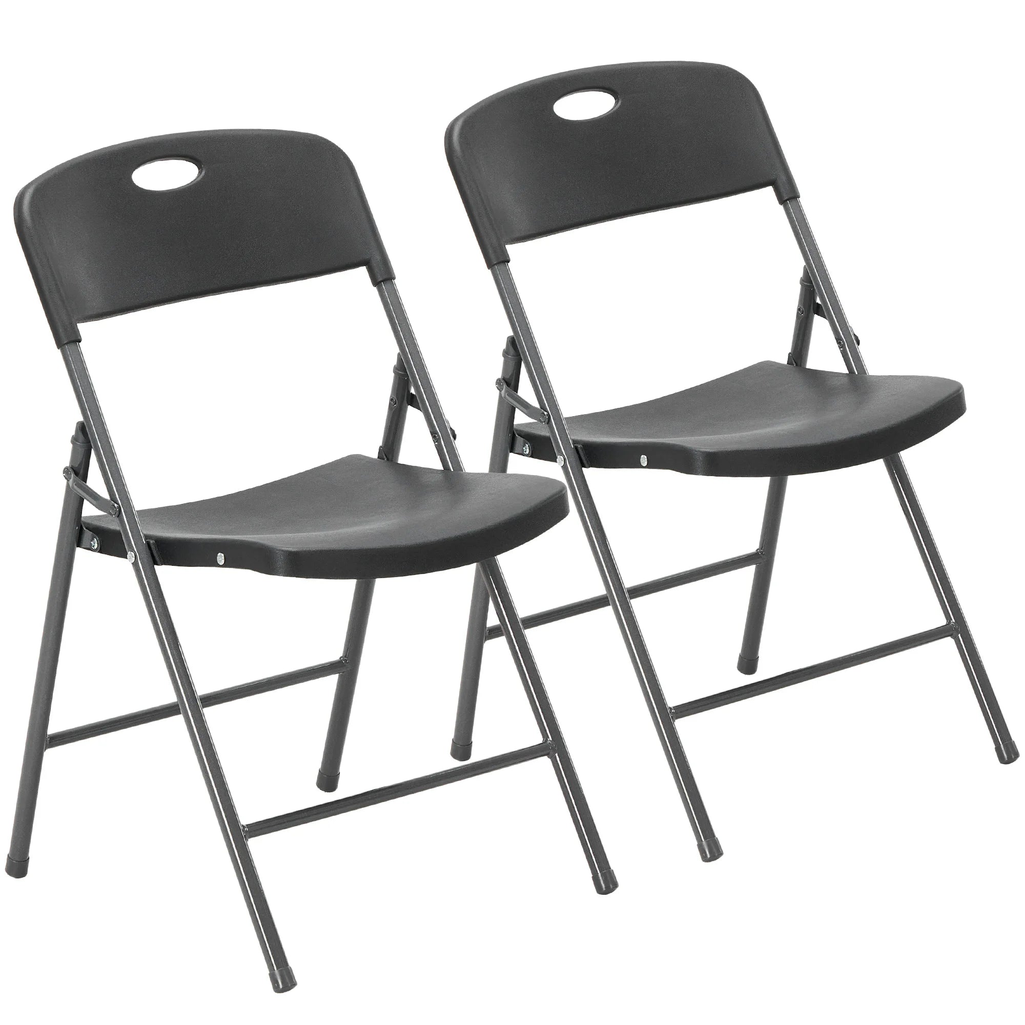 Stackable Folding Chairs Set with Padded Seat & Metal Frame