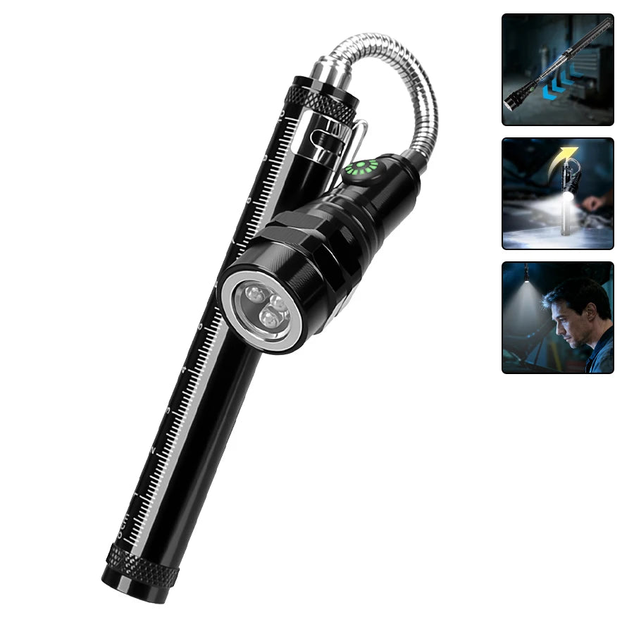 Flexible Gooseneck LED Work Light USB Rechargeable Lamp Magnetic COB Inspection Light with Hook & Clip Powerful Emergency Light