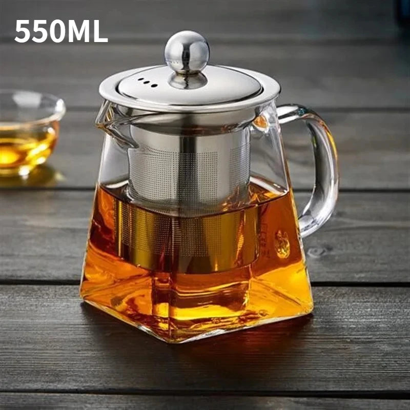 Bule de vidro com infusor, opções de 350–950ml
