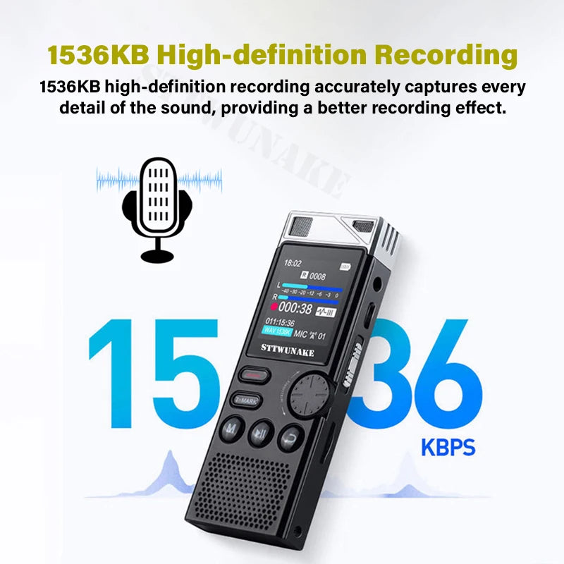 Voice Activation Recorder Dual-Core Ai Noise-Reducing Digital Recording Device STTWUNAKE
