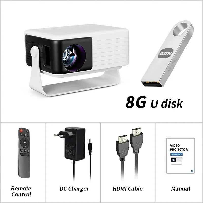 AUN Y3 Projector Portable Home Theater MINI Projector Video 3D Smart TV Cinema IPhone Cable Mirror For Full HD 4K Video Via HDMI