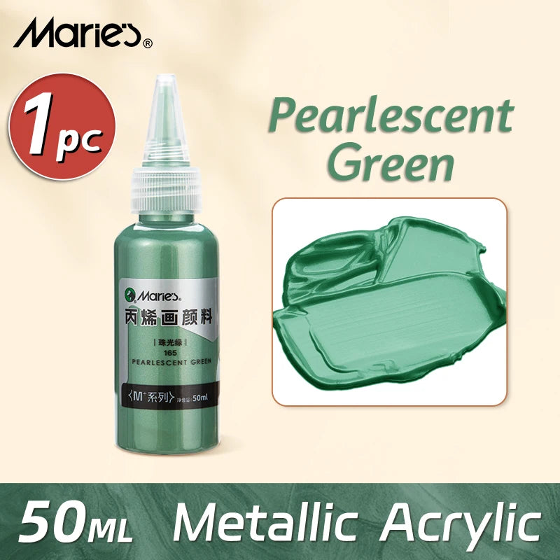 50ml Metallic Akrylmaling i Perlemorsagtig Guld & Sølv