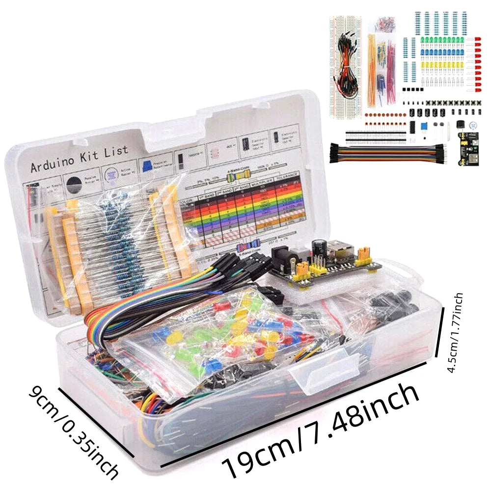 830Pcs/Caixakit DIY de iniciação de projeto para Arduino UNO R3 Kit eletrônico Kit de componentes elétricos com pontos de ligação placa de ensaio