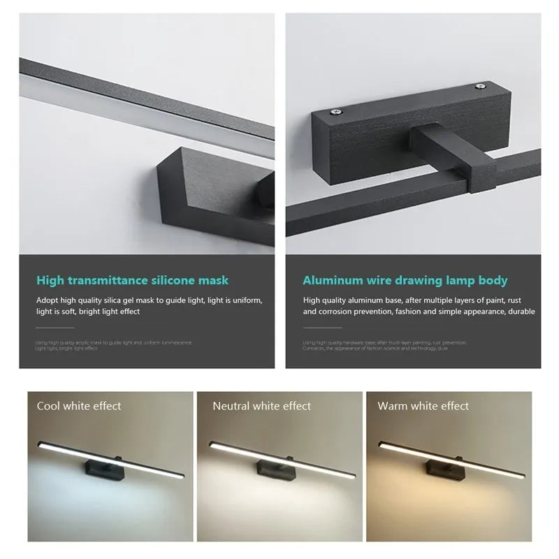 LED Mirror Wall Light in Black or White