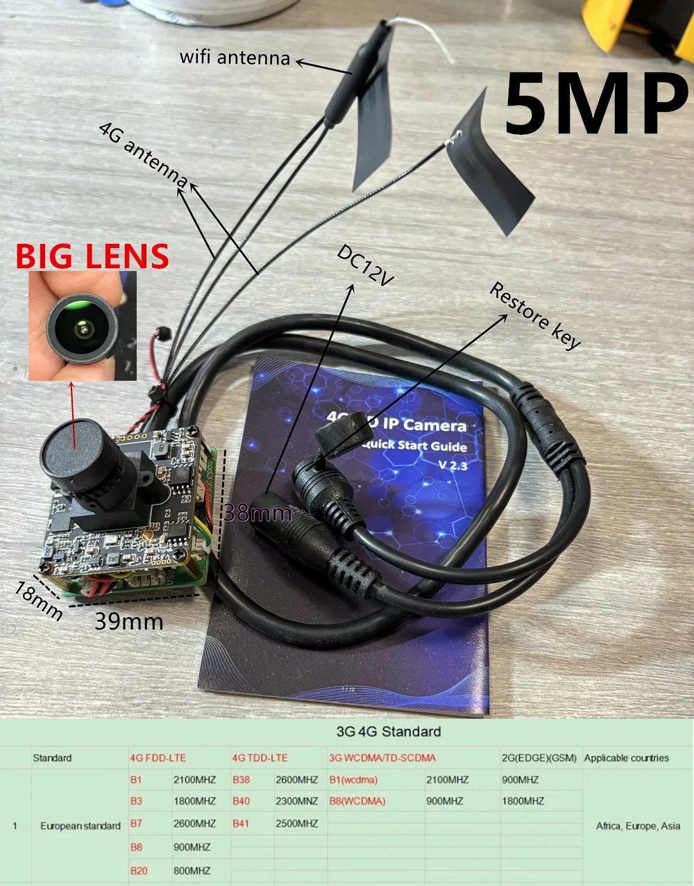 Mini 4G CCTV Camera Module with 5MP, P2P and Motion Detection