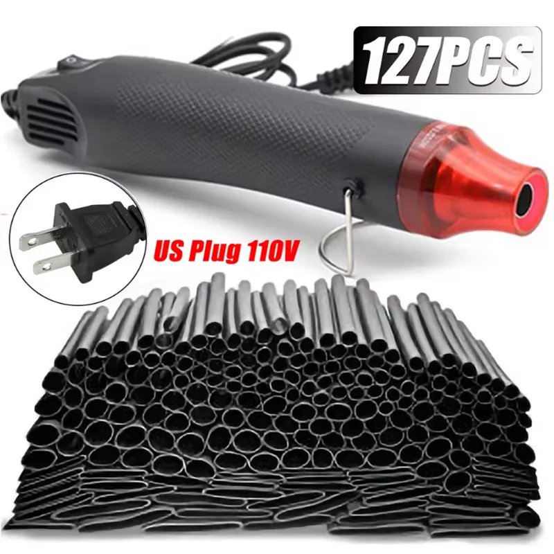 Black Heat Shrink Tube Kit Thermoresistant Tubing Shrink Wire Wrapping Electrical Connection Cable Insulation Sleeves Protecter