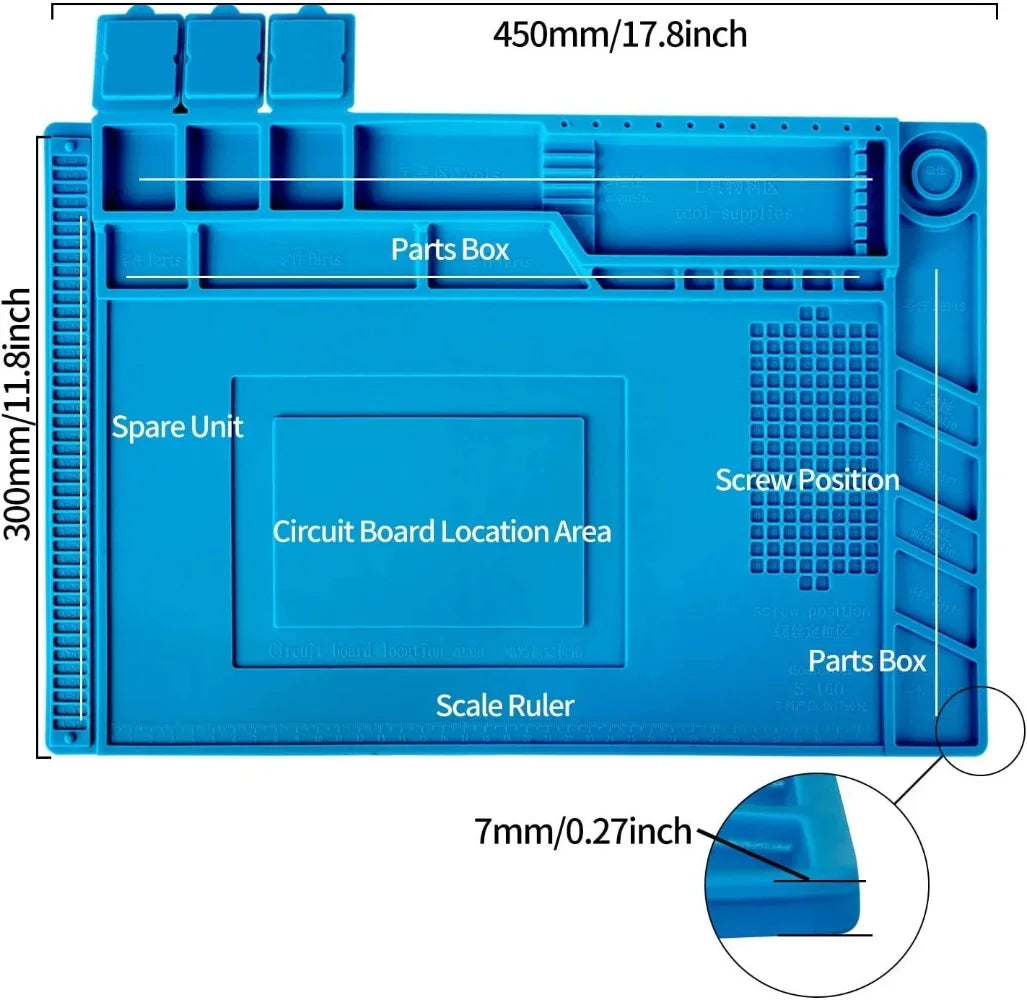 Silicone Electronics Repair Mat, Magnetic & Plain Options