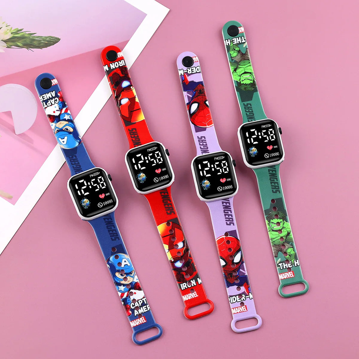 Cartoon Spiderman Kids Watch with LED Display