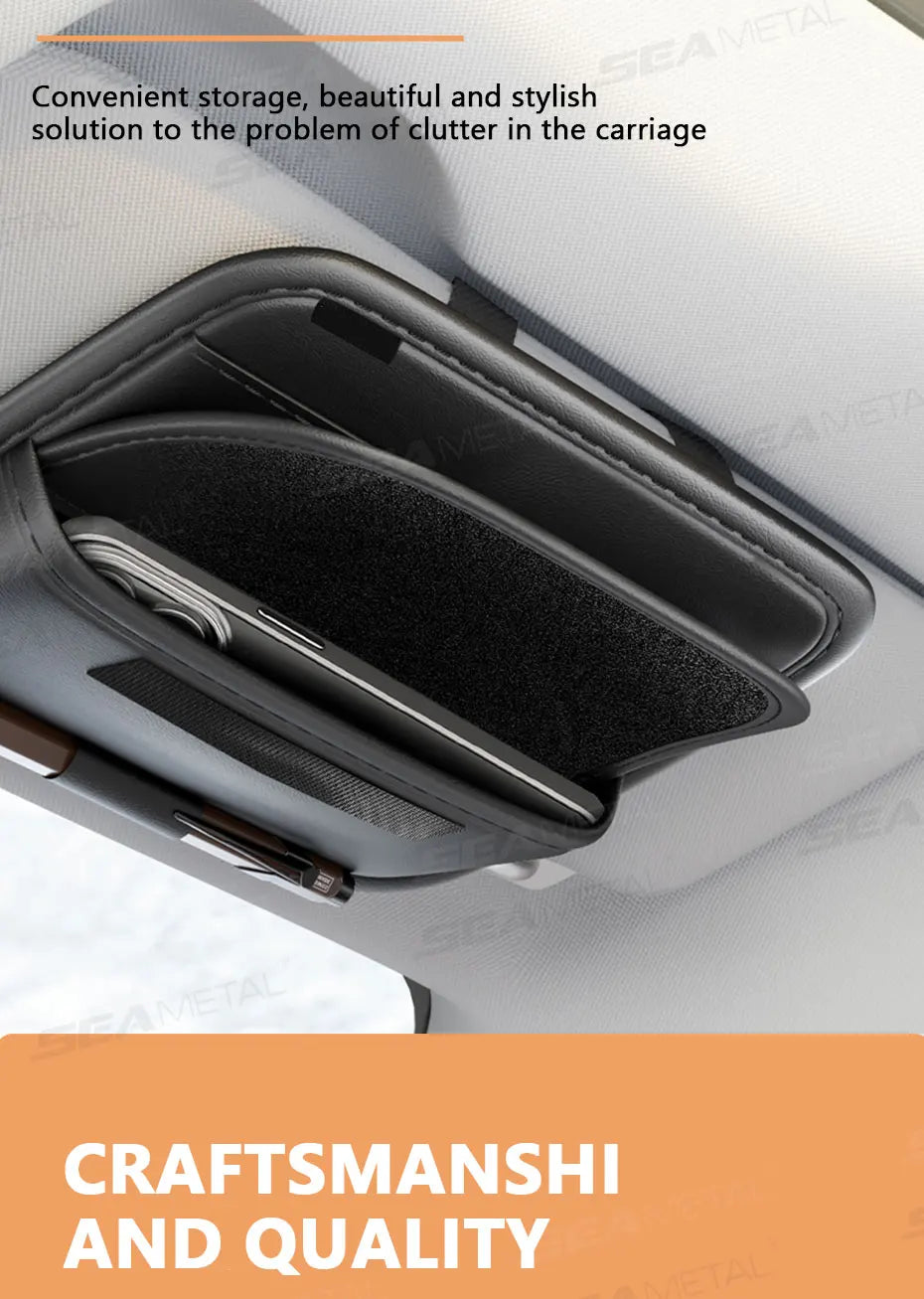 SEAMETAL Luxury Sun Visor Glasses Holder Textured Car Visor Storage Bag Scratch-Free Flannel Inner Sunglasses Case Car Organizer