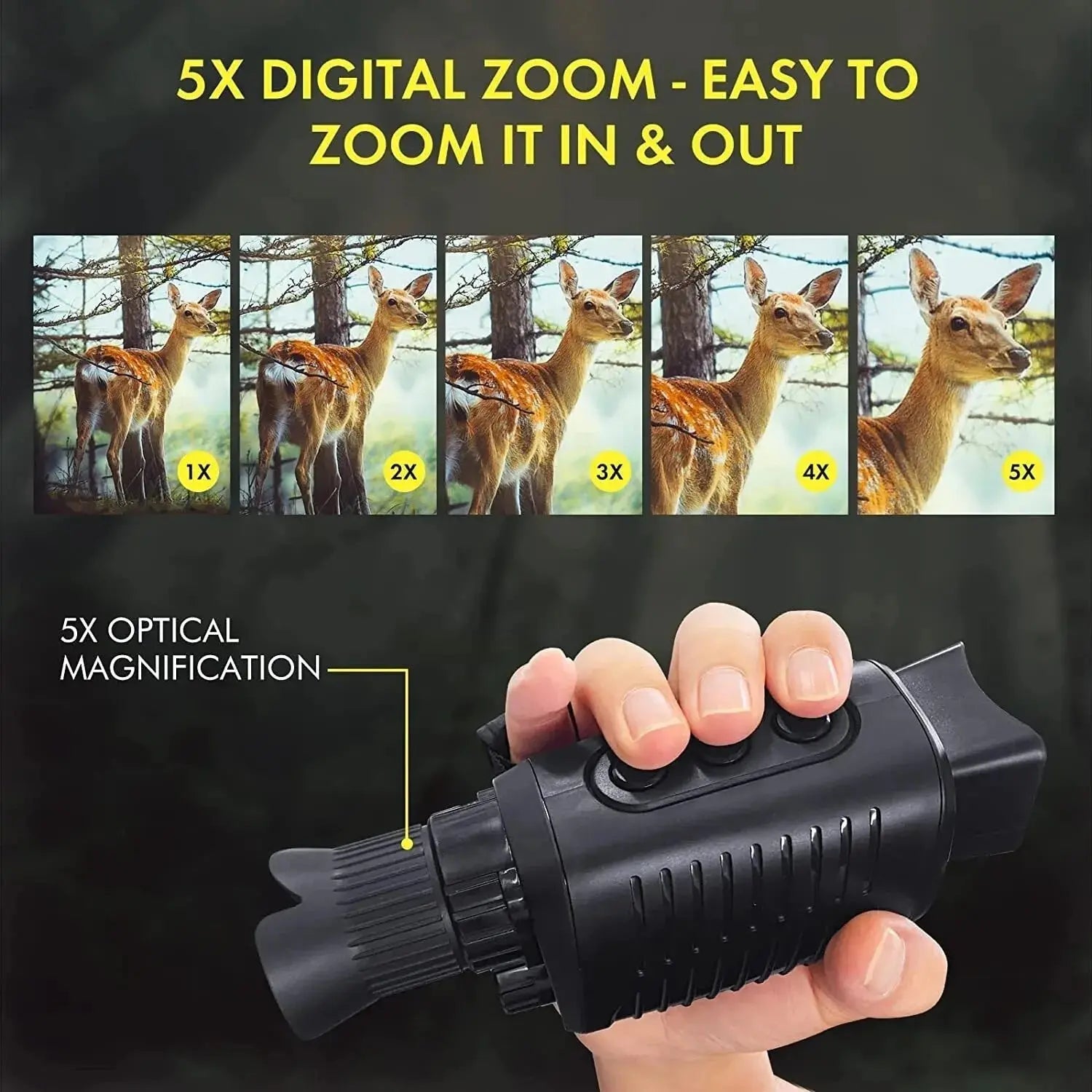 Monocular Night Vision Device 1080P HD Infrared Camera 5X Digital Light Zoom Hunting Telescope Outdoor Search Full Darkness 300m Spy-shop.com