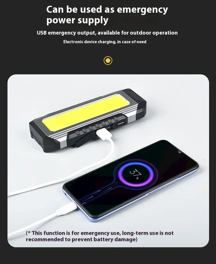 Waterproof with Magnet Flashlight Portable COB Work Light LED 4000mAh Flashlights Multimode 18650 Camping Torch Light