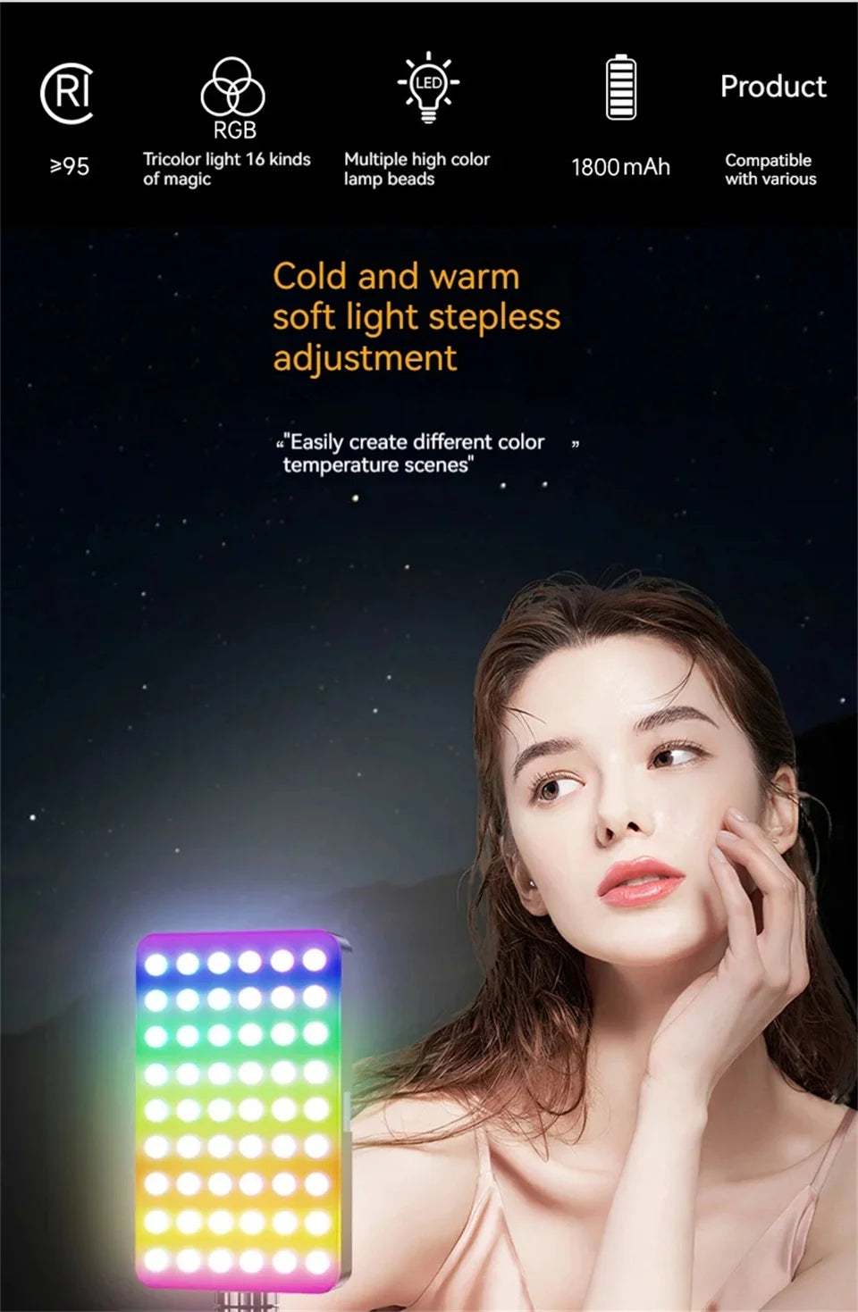 Rechargeable RGB Camera Light Panel