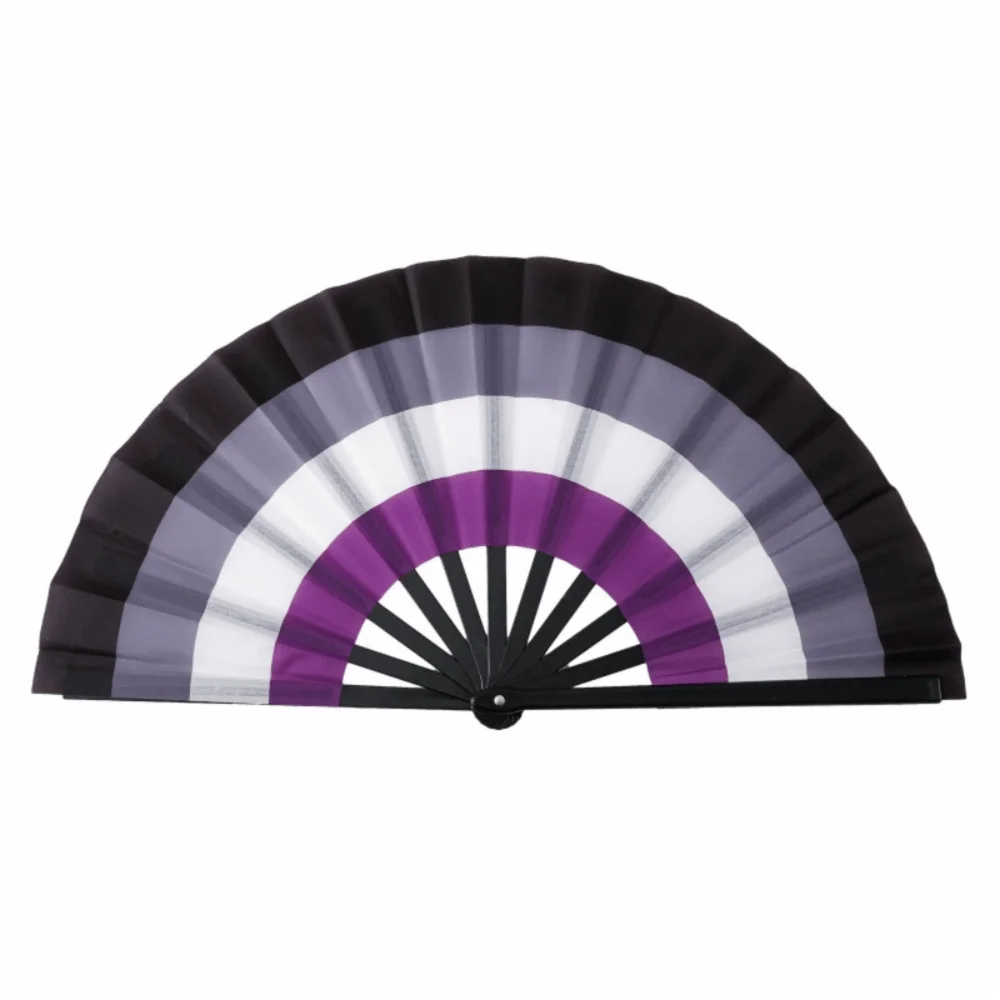 Leque de kung fu dobrável de plástico colorido, 33 cm