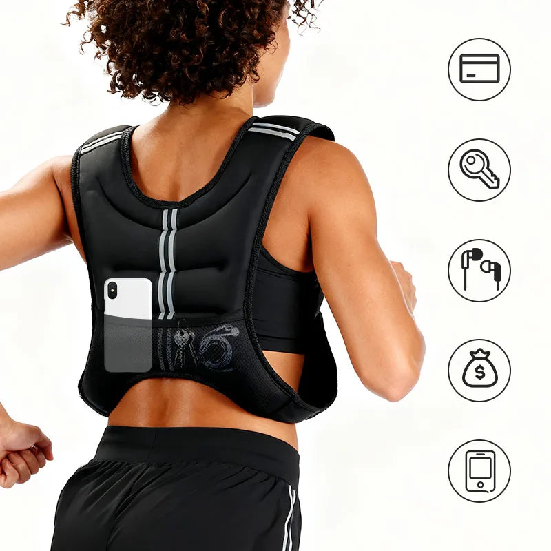 12lb Weighted Vest with Reflective Strips for Running & Strength Training