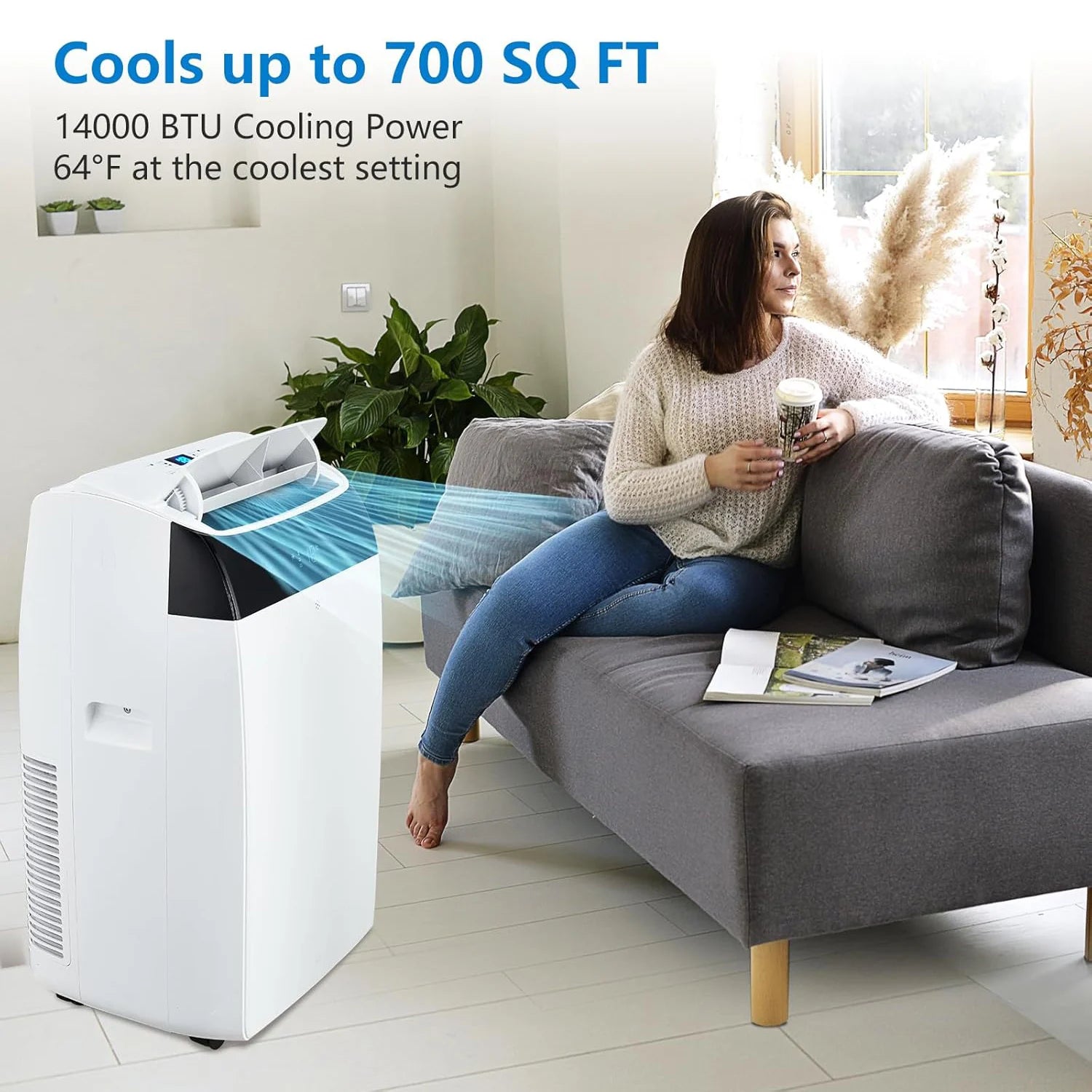 14000 BTU Portable Air Conditioner 3-in-1 with Remote Control and Sleep Mode