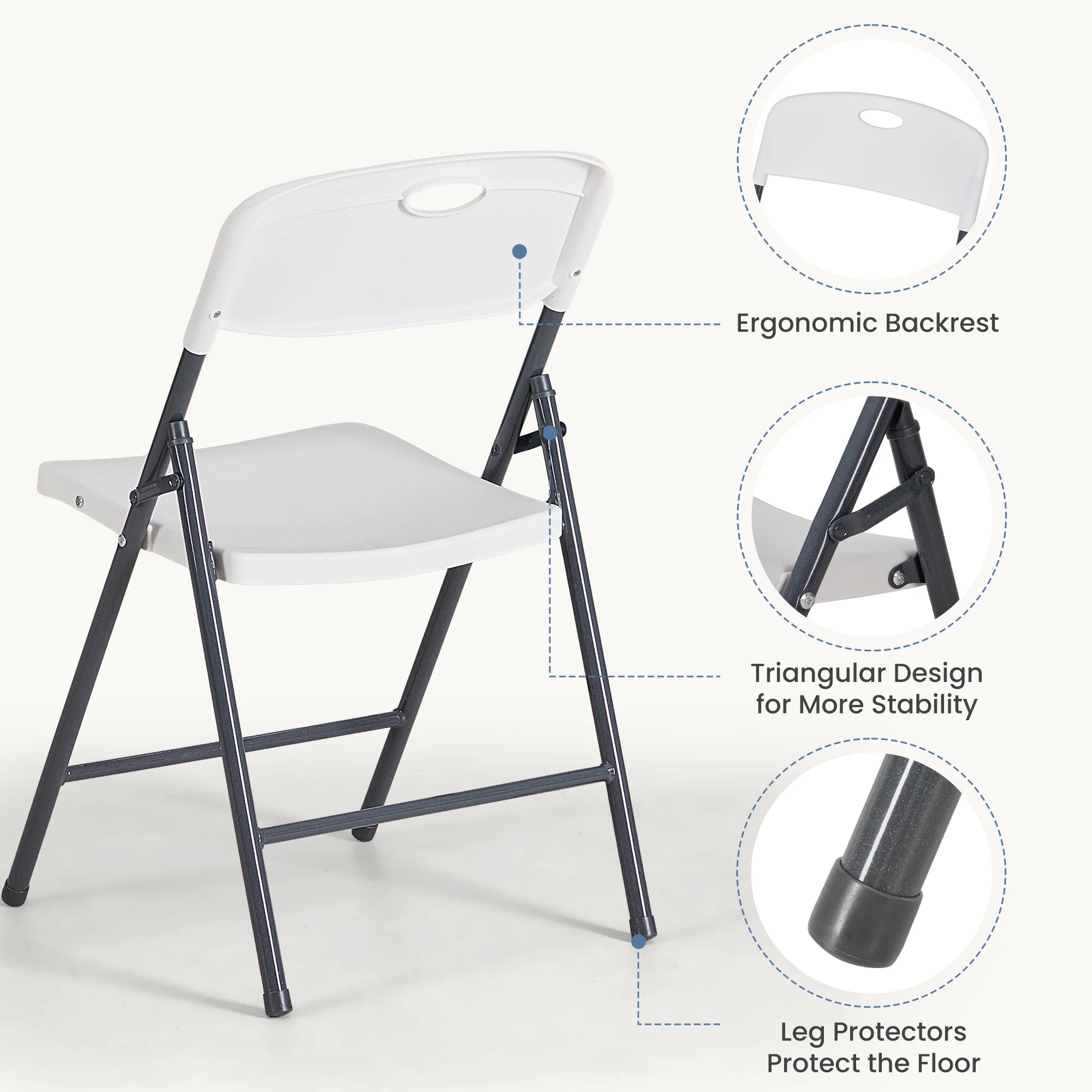 Stackable Folding Chairs Set with Padded Seat & Metal Frame