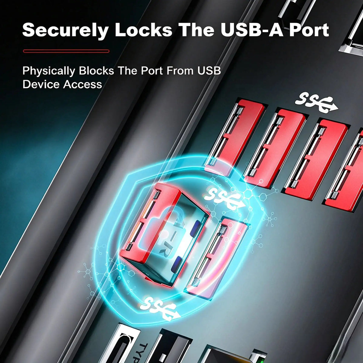 Zece blocări USB-A cu cheie de eliminare
