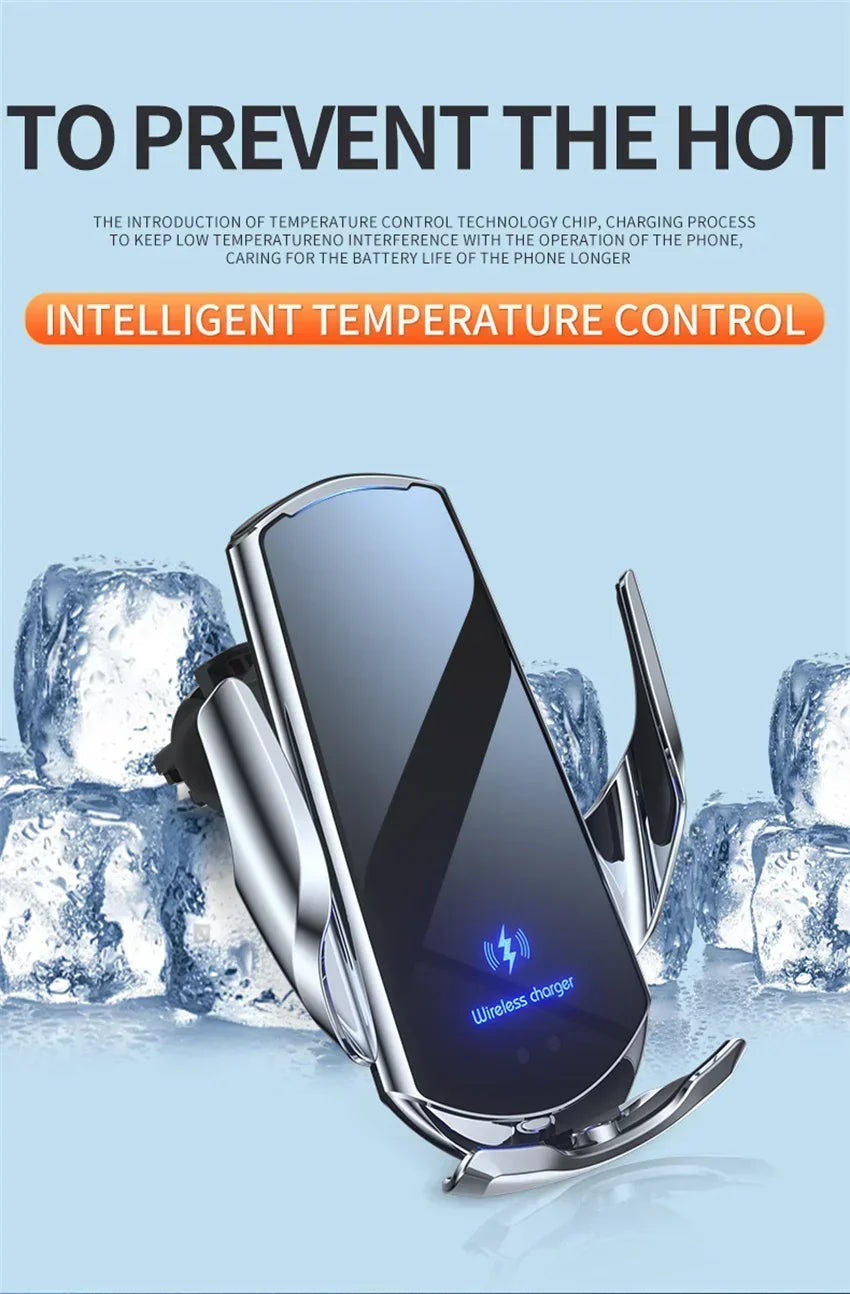 VIKEFON 15W Car Magnetic Wireless Charger Automatic Car Mount Phone Holder For iPhone Samsung Infrared Induction Fast Charging