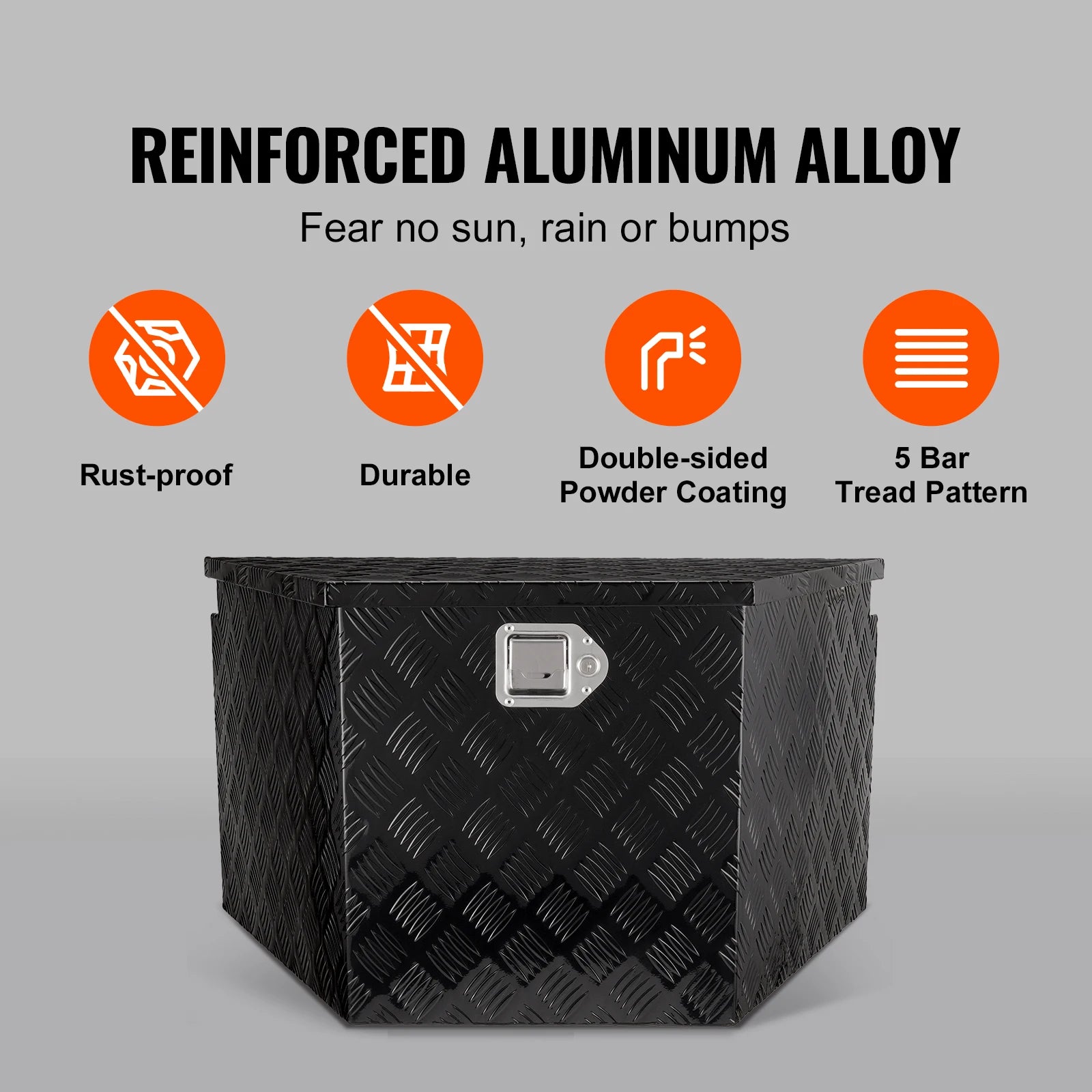 Coffre de rangement robuste en aluminium pour timon de remorque 33"