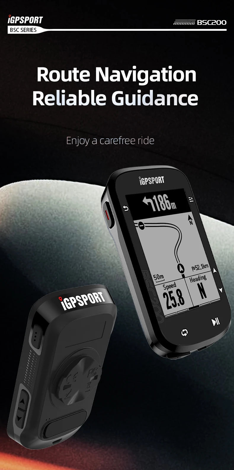 IGPSPORT BSC200 GPS Bicycle Computer Cycling Odometer Wireless Speedometer Route Navigation ANT + Bluetooth5.0 Accessories