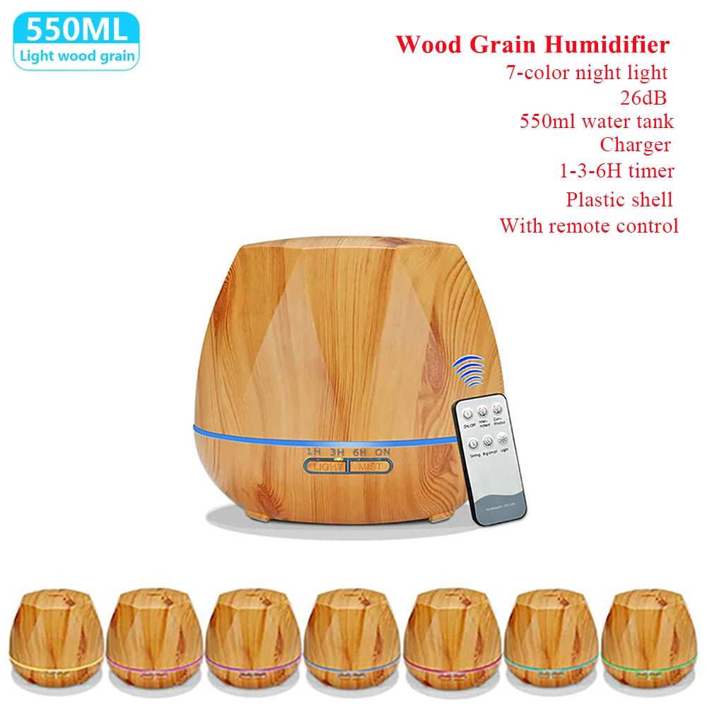 Humidificador ultrassónico e difusor de aromas com controlo remoto