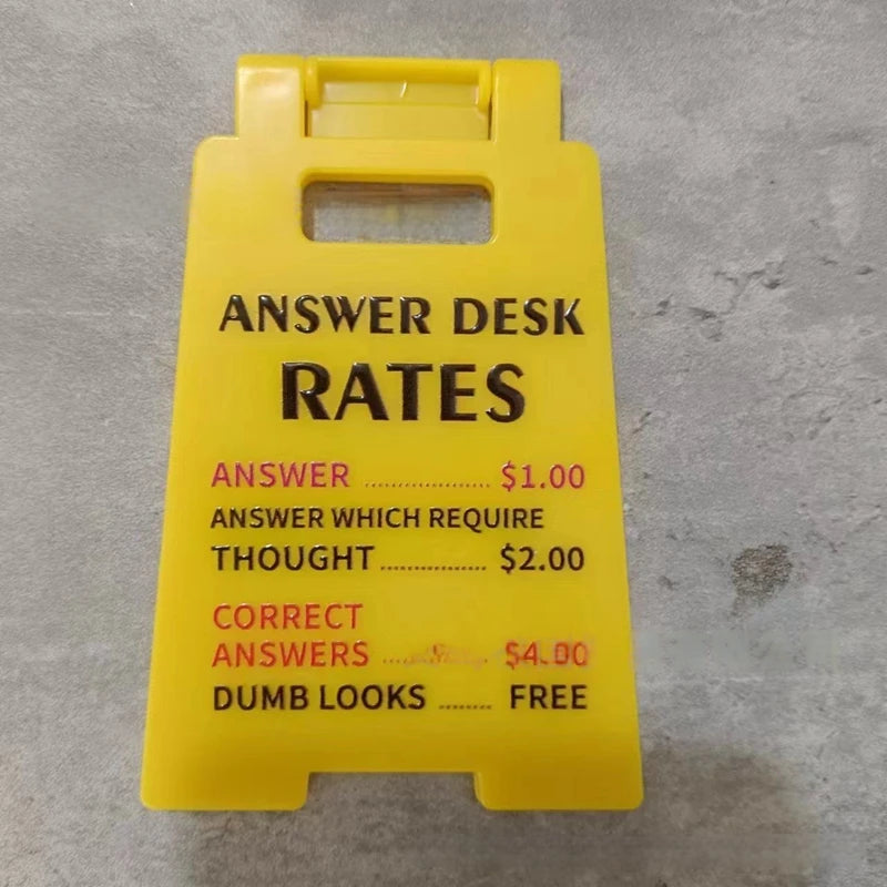 Novelty Yellow Desk Sign, Four Message Options