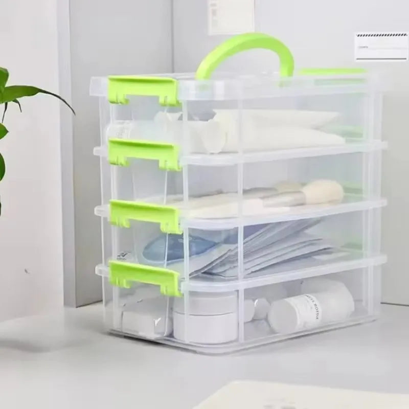 Boîte de rangement transparente à quatre compartiments