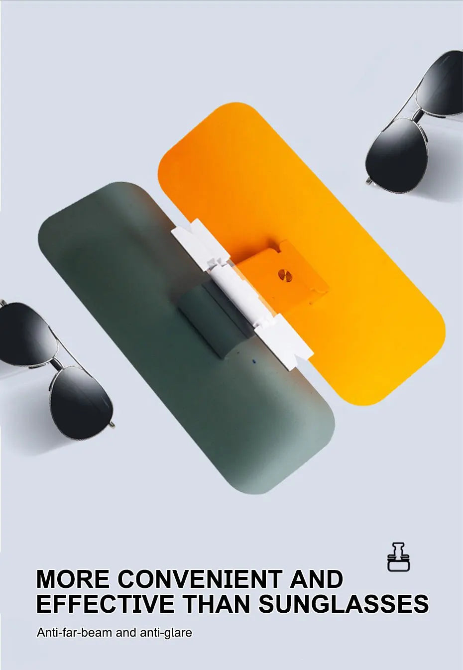 SEAMETAL Windshield Polarized Sunshade 2 in 1 Sun Visor Anti Glare Sun Shade HD Night Vision Goggles UV Blocking Sunglasses