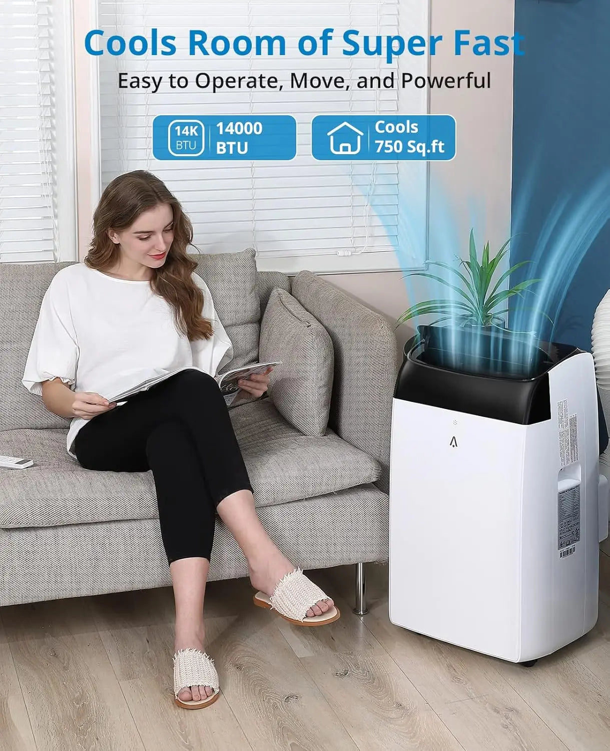 14000 BTU Portable Air Conditioner 3-in-1 with Remote Control and Sleep Mode