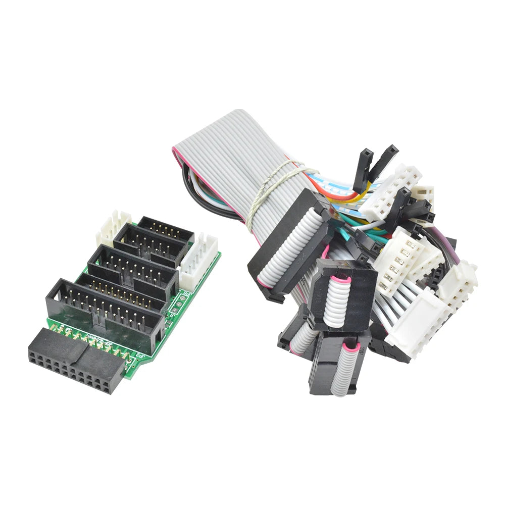 Placă adaptor J-Link, compatibilă cu MINI2440, TQ2440 și plăci ARM populare; include 8 cabluri de date (4P, 6P, 10P și 20P)
