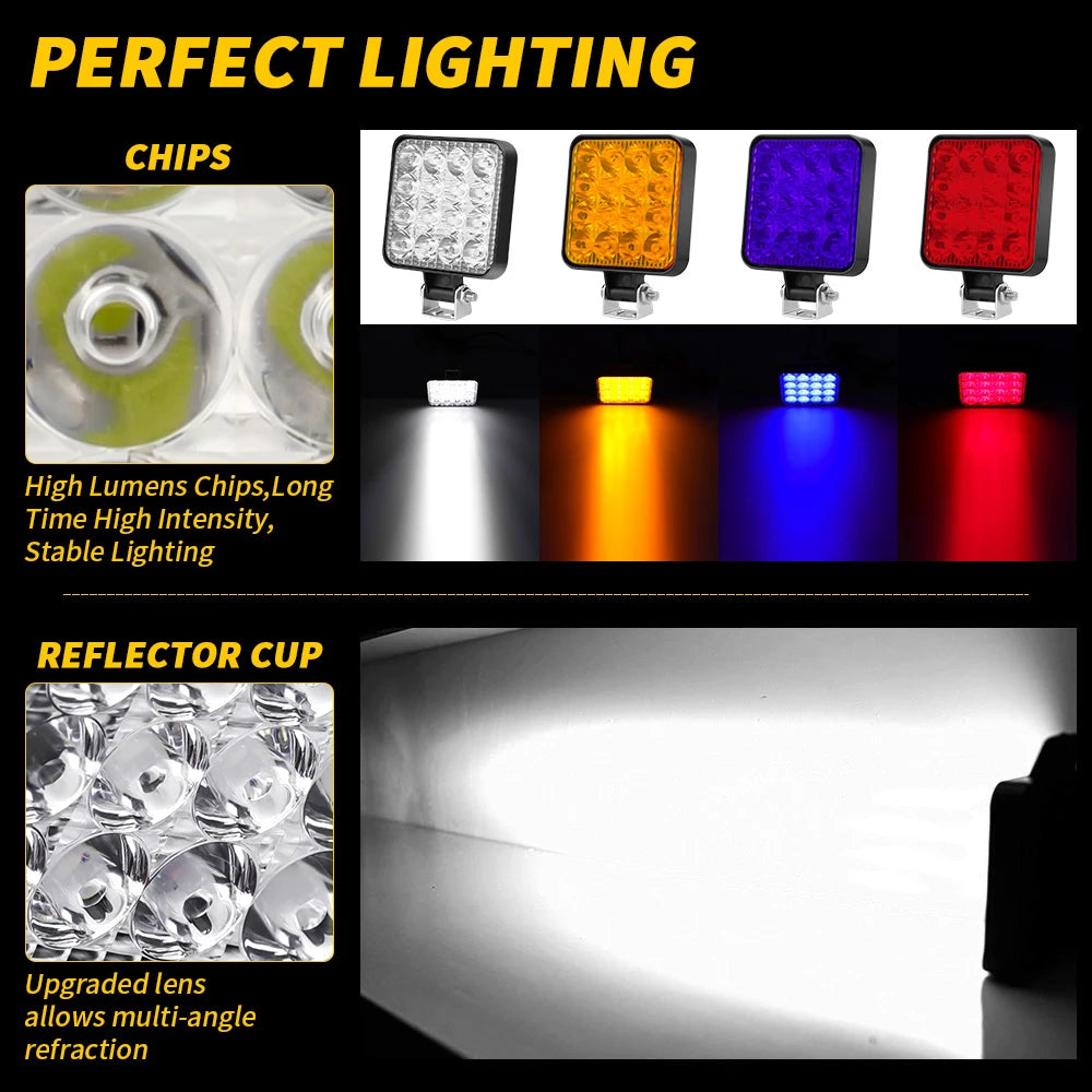 48W 16 LED 12V 24V LED Work Light Bar