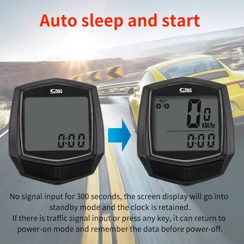 Bicycle Cycling Computer LCD Display Wired Odometer 15 Kinds of Functions Accurate Recording Auto Sleep Replaceable Battery