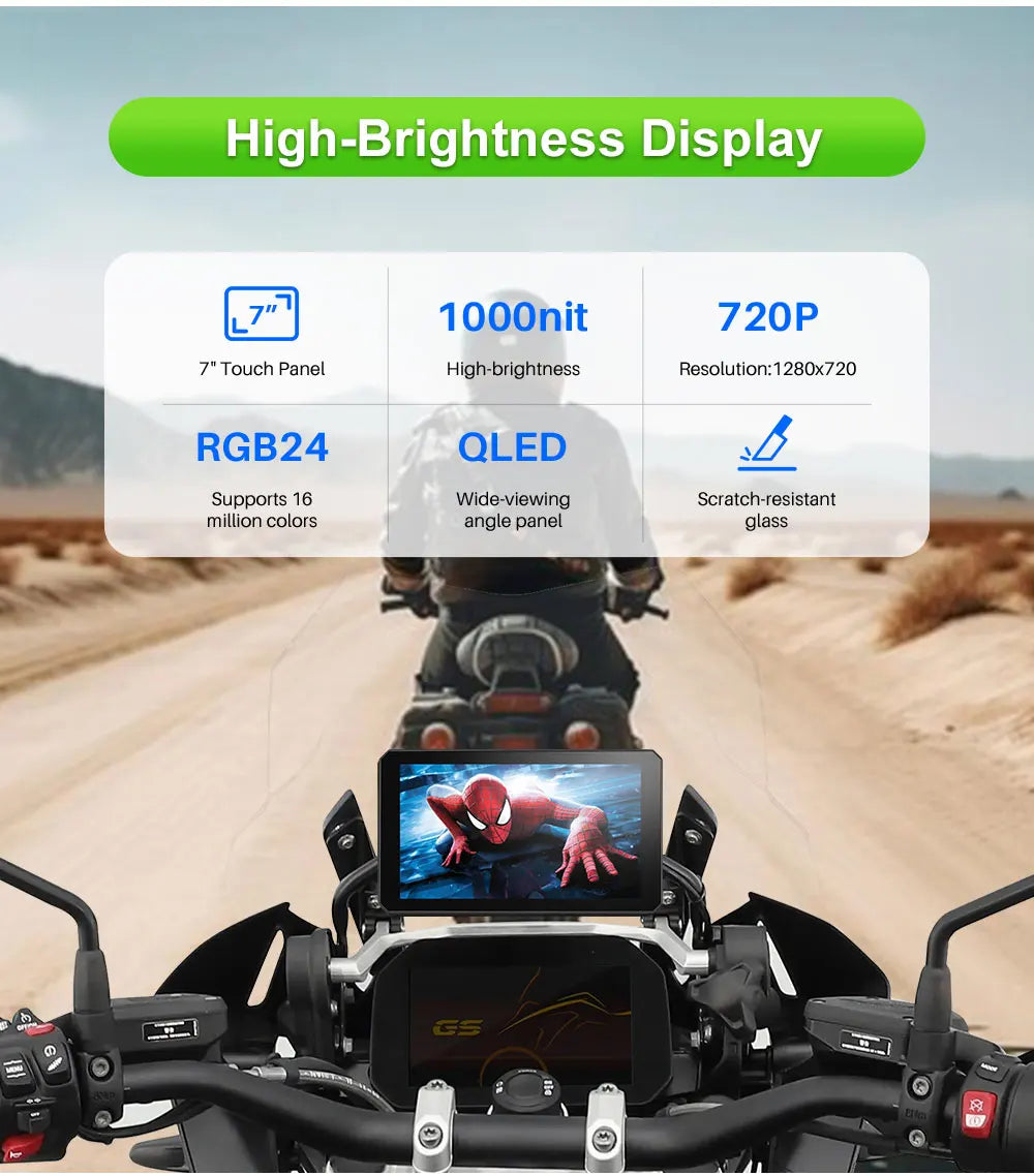 Navegador portátil para motocicleta B7 para BMW R1200 R1250GS S1000 M1000 XR ADV, táctil, al aire libre, impermeable, protector solar, CarPlay, Android Auto