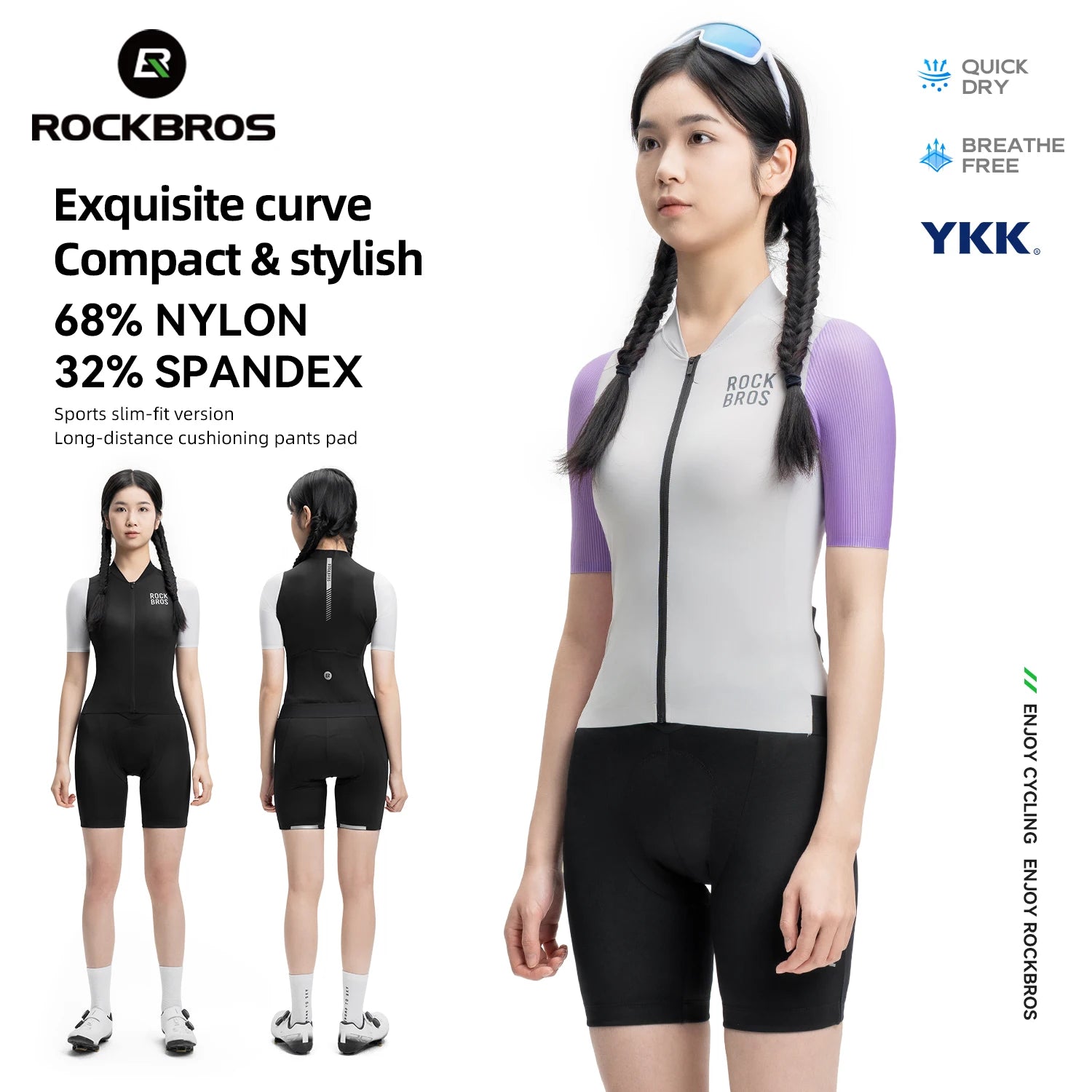 ROCKBROS letní cyklistický dres vysoce elastický měkký lehký prodyšný krátký rukáv cyklistický dres 3D střih dámské cyklistické oblečení