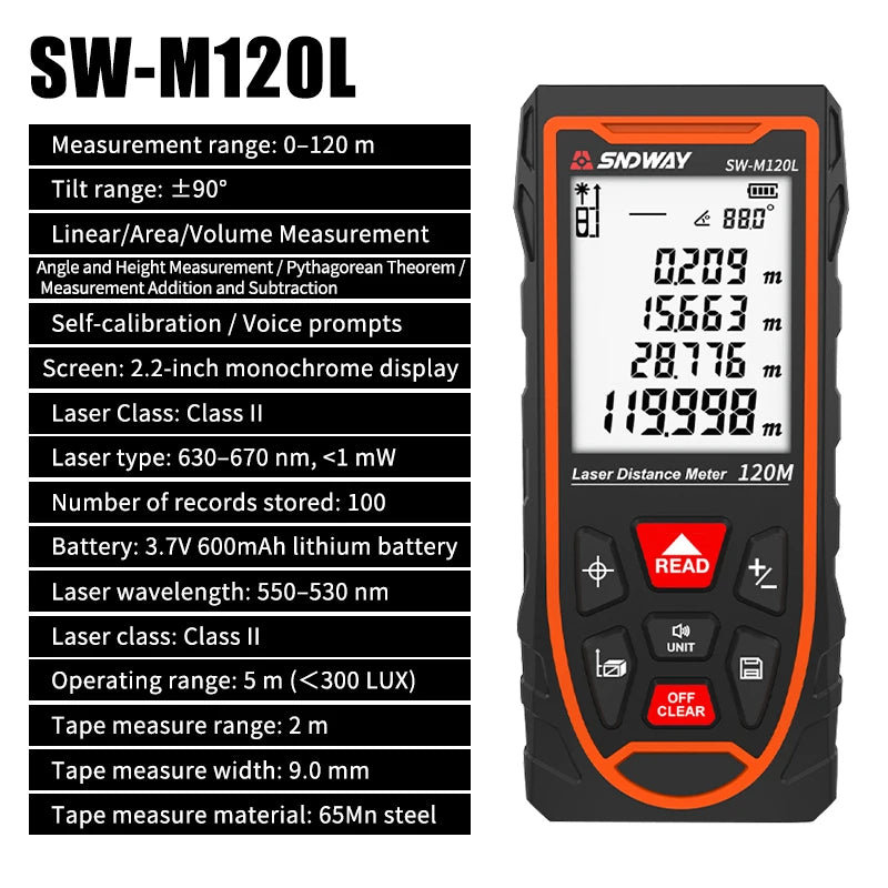 Laser Distance Meter with Angle and Green Line Level